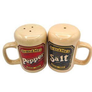 Vintage Ceramic Salt & Pepper Matching GrandMa’s Kitchen Tin Looking Canister